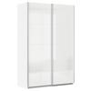Schwebetürenschrank Feldkirch 136 Normalhöhe - Weiß Hochglanz/Weiß, MODERN, Glas/Holzwerkstoff (136/210/62cm)