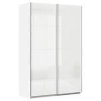 Tolóajtós Szekrény Feldkirch 136/210 Cm - magasfényű fehér/fehér, Modern, faalapú anyag/Üveg (136/210/62cm)