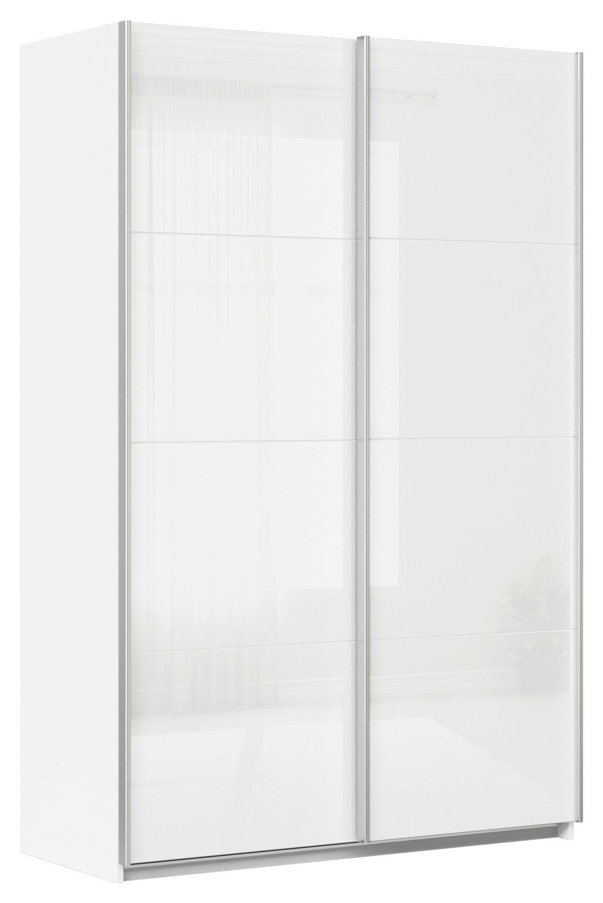 Tolóajtós Szekrény Feldkirch 136/210 Cm - magasfényű fehér/fehér, Modern, faalapú anyag/Üveg (136/210/62cm)
