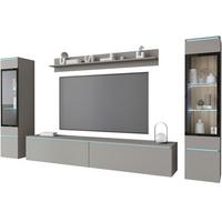 Wohnwand Vera II 4-Teilig Grau B: 240 cm - Grau, Trend, Glas/Holzwerkstoff (240/130/33cm)