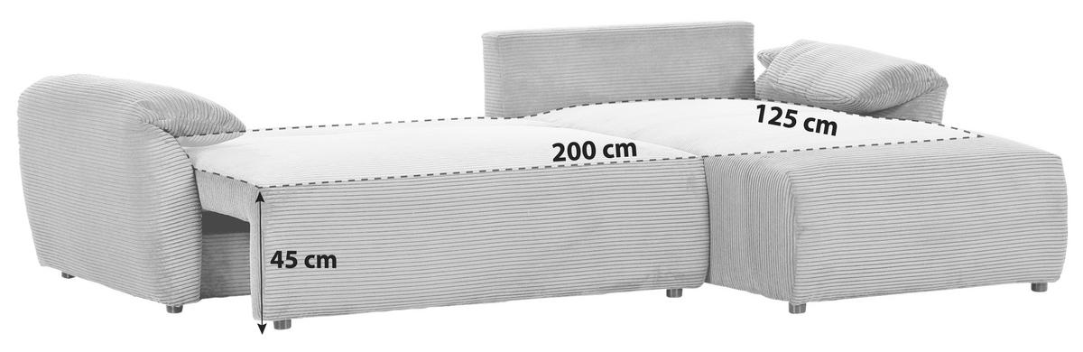 Ecksofa Cuty Hellgrau S: 266x180 cm - Hellgrau/Schwarz, KONVENTIONELL, Textil (266/180cm) - MID.YOU