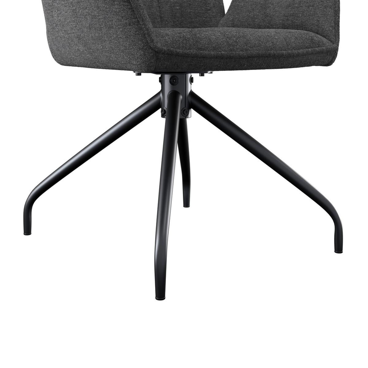 Armlehnstuhl Fria Giga Webstoff dunkelgrau, B: 59cm - Dunkelgrau/Schwarz, KONVENTIONELL, Textil/Metall (59/86/62cm)