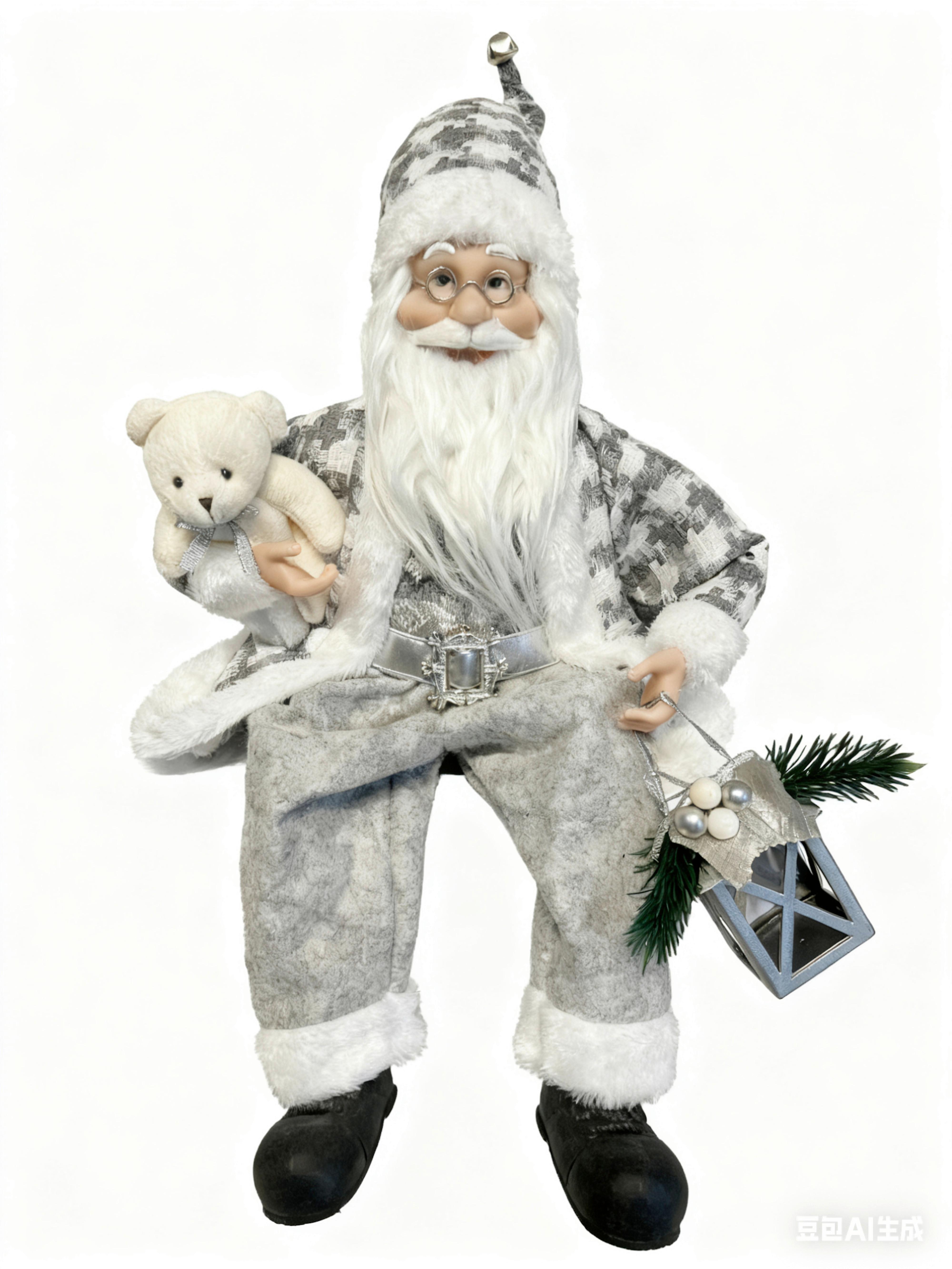 WEIHNACHTSMANN Joe - Weiß/Grau, KONVENTIONELL, Kunststoff/Textil (21/12/50cm) - Luca Bessoni