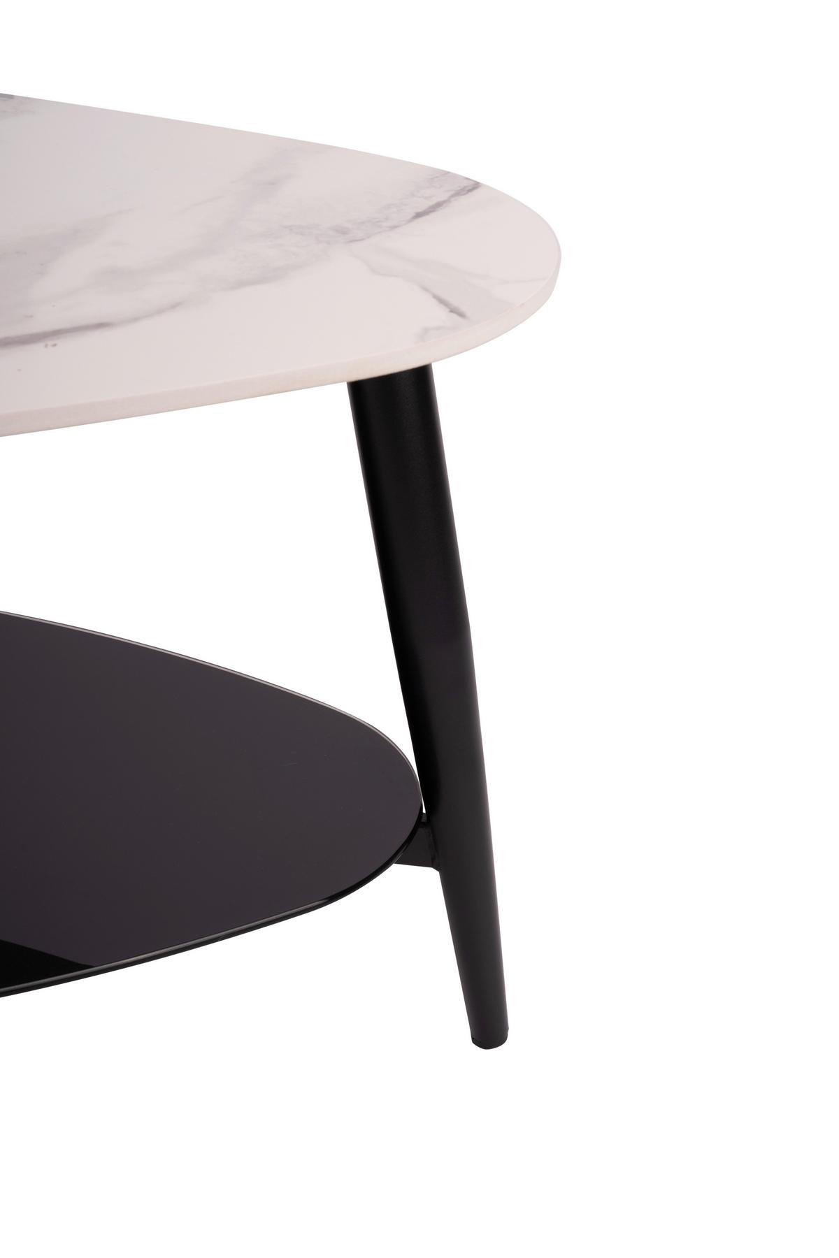Couchtisch mit Ablageplatte Stone Weiß - Schwarz/Weiß, MODERN, Glas/Keramik (90/41/57cm)