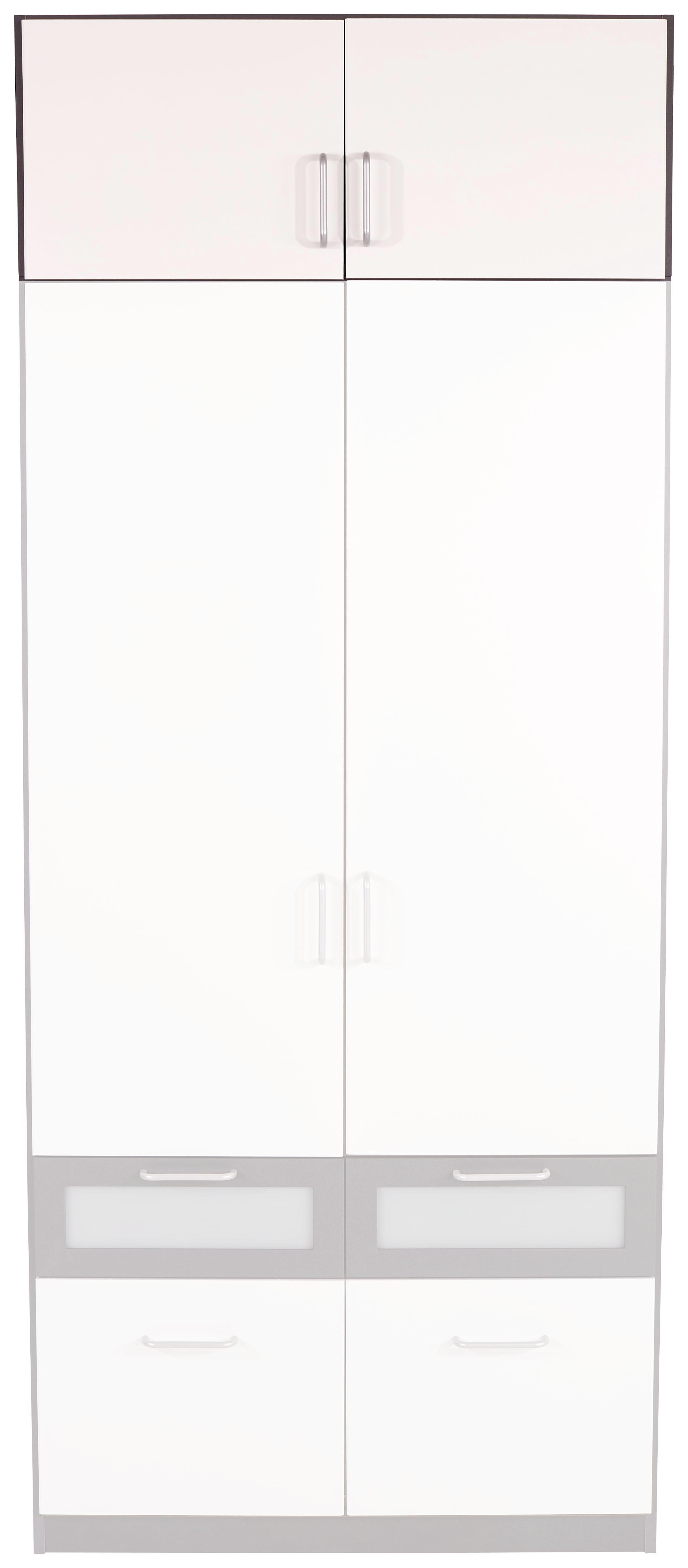 Aufsatzschrank Nagold Extra B:91cm Alpinweiß/ Grau Dekor - Weiß/Grau, KONVENTIONELL, Holzwerkstoff (91cm)