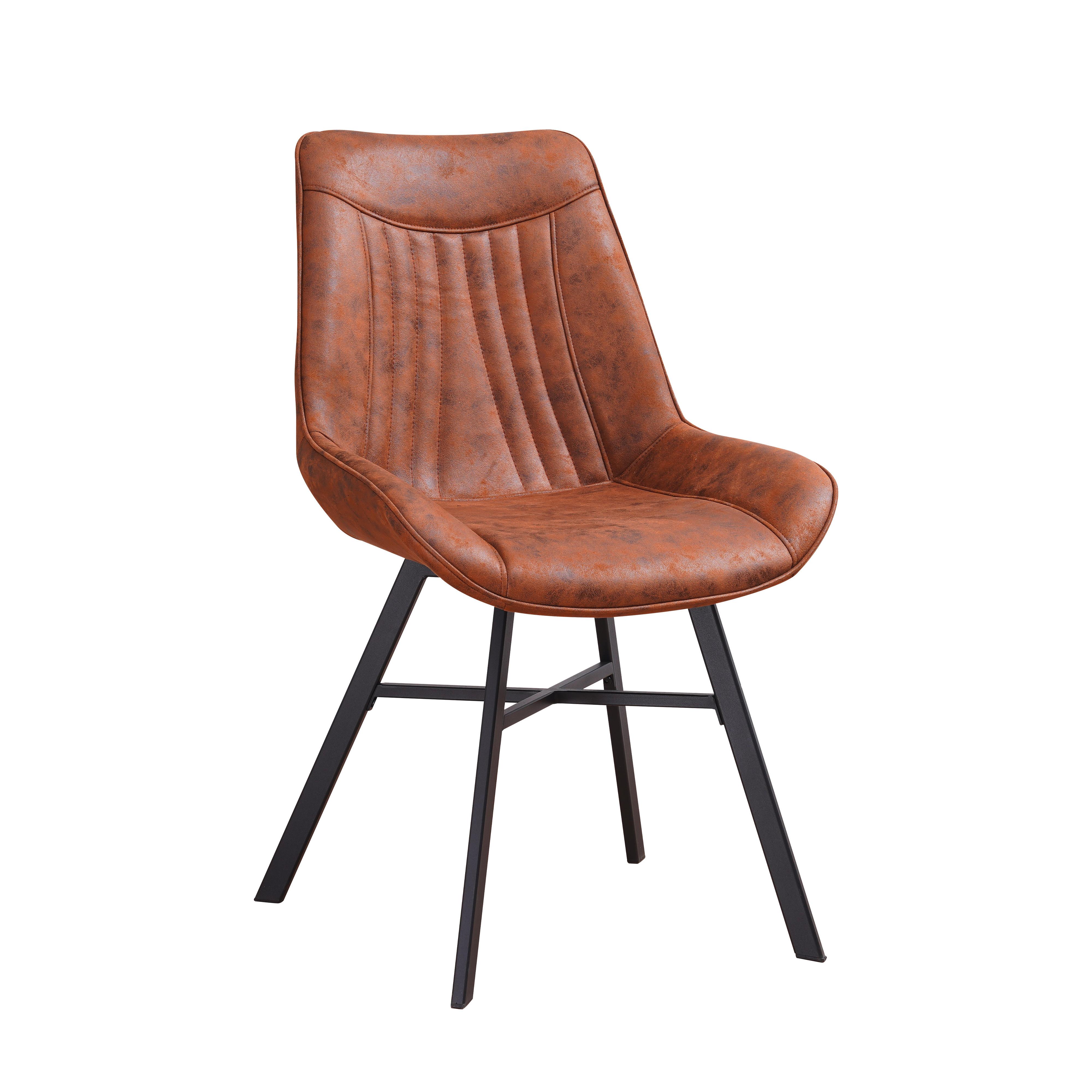 Stuhl-Set Samuel Cognac, B: 53 cm - Cognac/Schwarz, MODERN, Textil/Metall (53/87/63,5cm) - MID.YOU