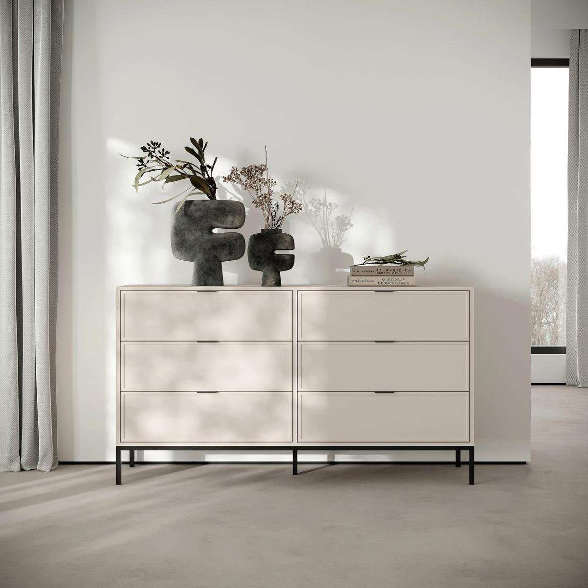 Kommode Deco Schwarz/Kaschmir B: 150cm - Kaschmir/Schwarz, Design, Holzwerkstoff/Metall (150/92/40cm) - MID.YOU