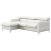 Ecksofa Mit Schlaffunktion Sammy Hellgrau Leder - Chromfarben/Hellgrau, Design, Leder (168/227cm) - Livetastic