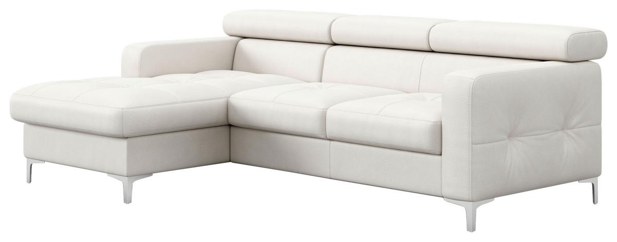 Ecksofa Mit Schlaffunktion Sammy Hellgrau Leder - Chromfarben/Hellgrau, Design, Leder (168/227cm) - Livetastic