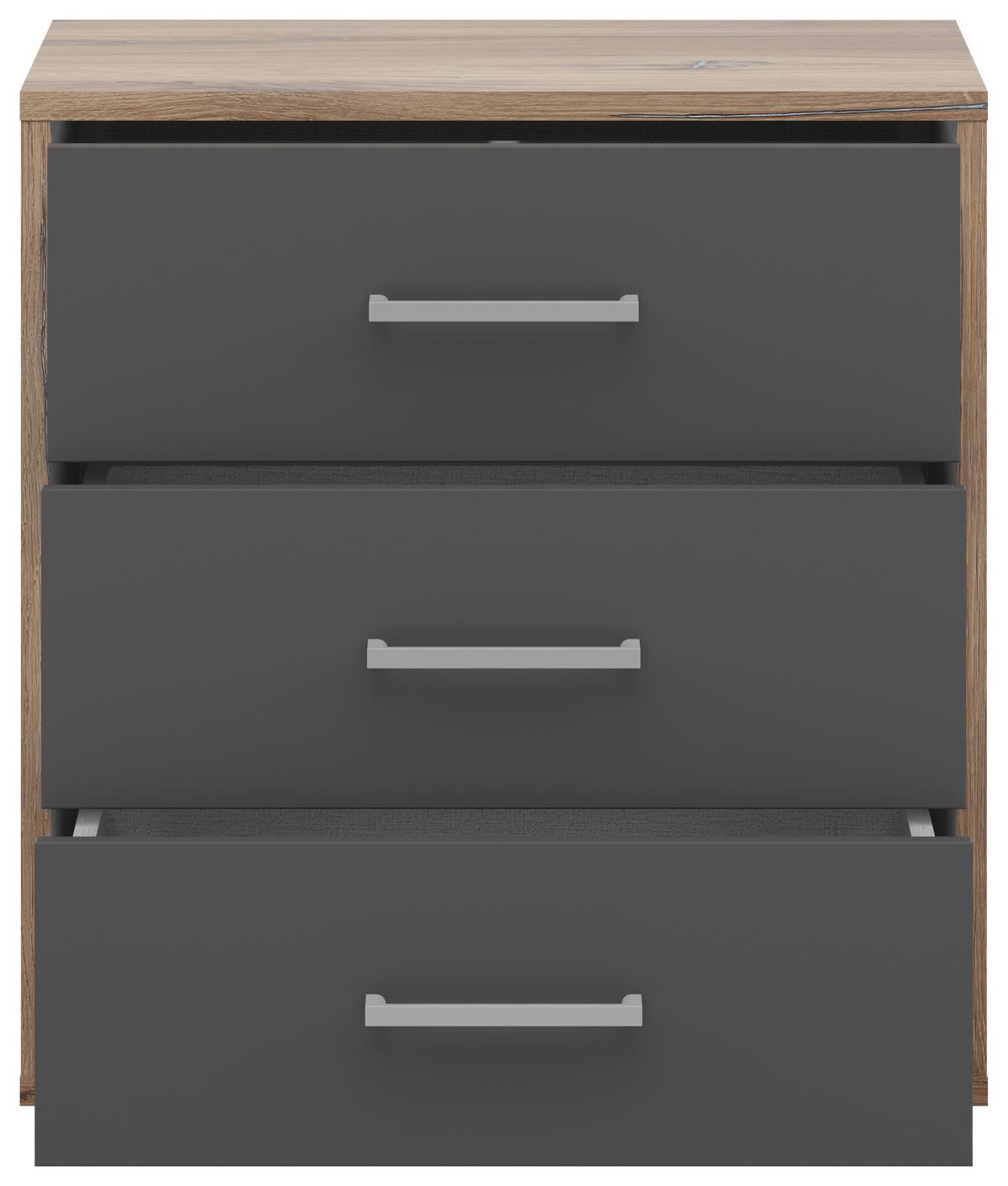 Nachtkästchen Smart 3 Flagstaff Eiche H: 54 Cm - Eichefarben/Anthrazit, Basics, Holzwerkstoff (50/54/35cm)