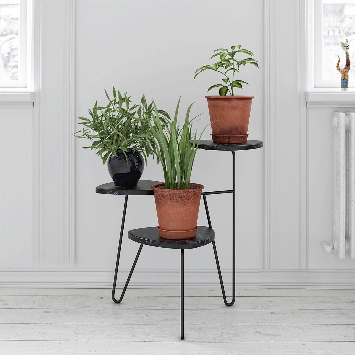 Blumenständer Athena Schwarz B: 55cm - Schwarz, Design, Holzwerkstoff/Metall (55/63/52cm) - MID.YOU