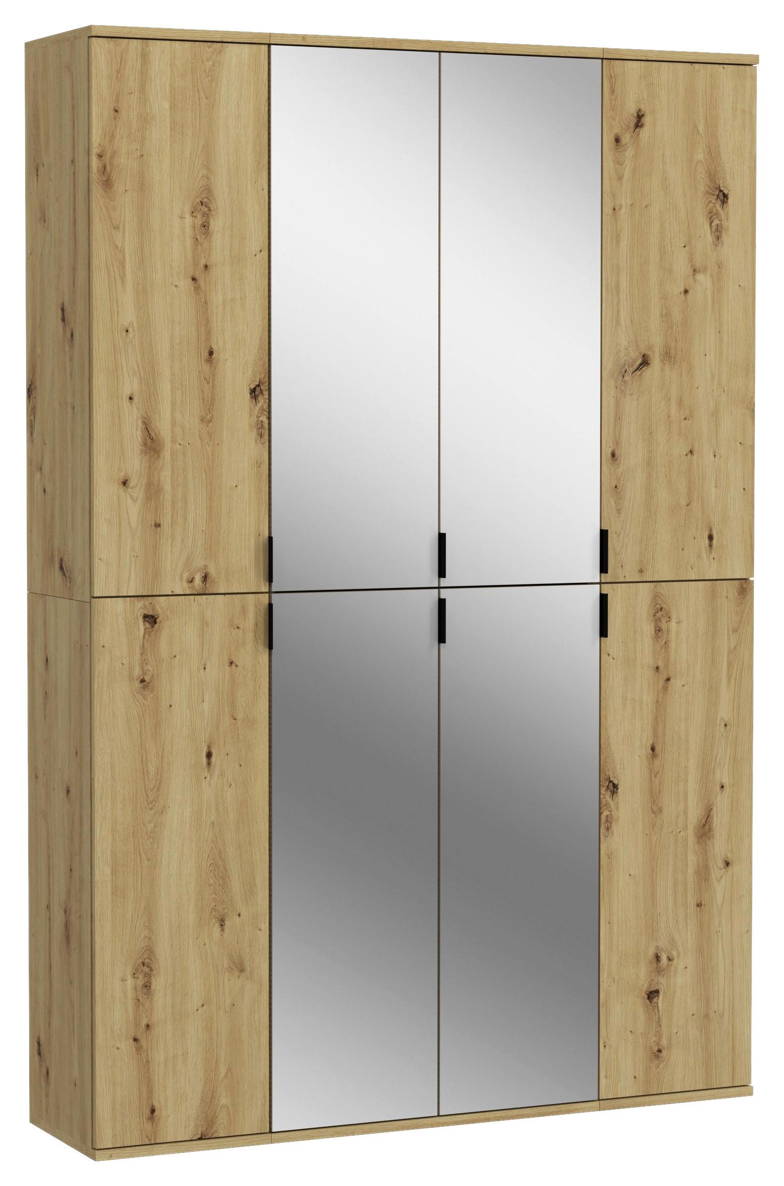 Garderobenschrank Projekt X Eiche Artisan B: 121 Cm - KONVENTIONELL, Glas/Holzwerkstoff (121/193/34cm) - MID.YOU