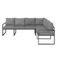 Loungegarnitur 5-Tlg. Leon Metall/Glas mit Kissen - Grau, MODERN, Glas/Metall (176,5/239cm) - Beldano