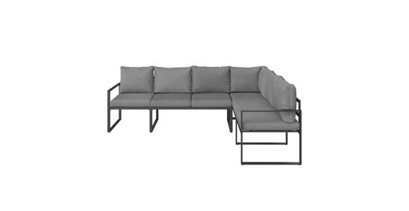 Loungegarnitur 5-Tlg. Leon Metall/Glas mit Kissen - Grau, MODERN, Glas/Metall (176,5/239cm) - Beldano