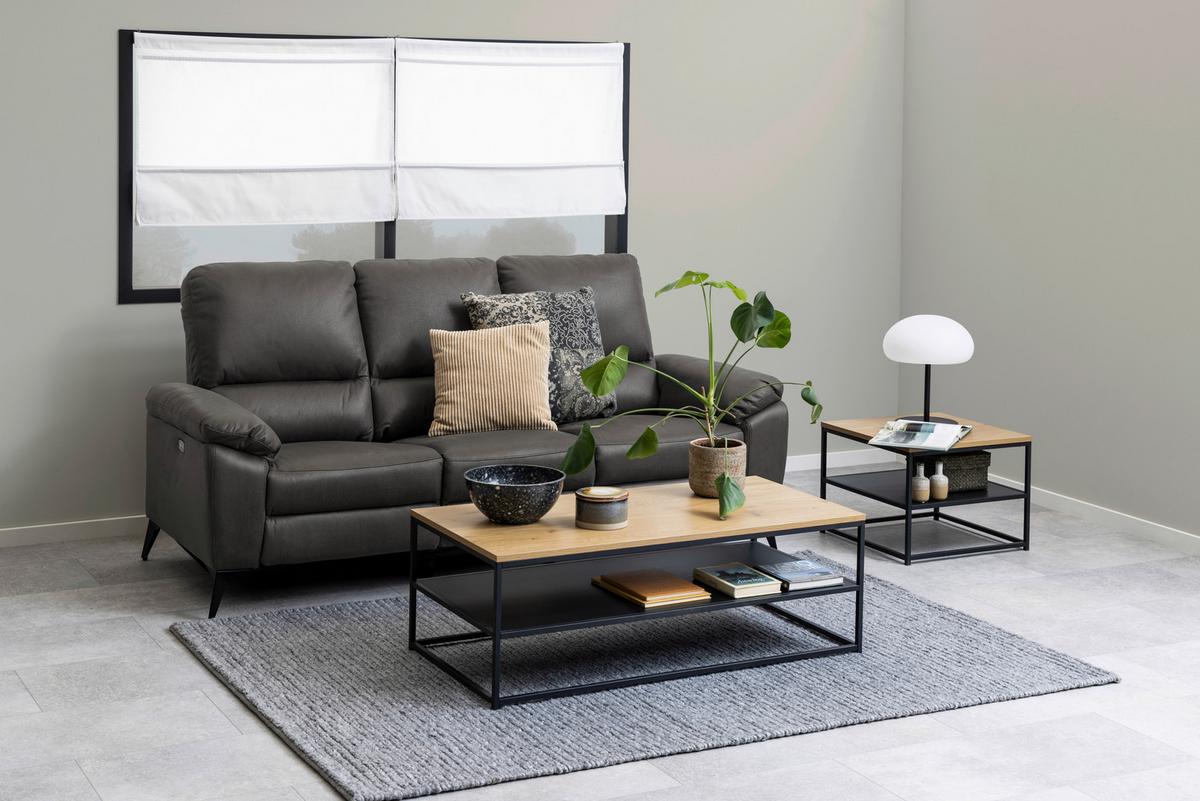 Konferenční stolek GILA - barvy dubu/černá, Trend, kov/kompozitní dřevo (55/55/42cm) - MID.YOU