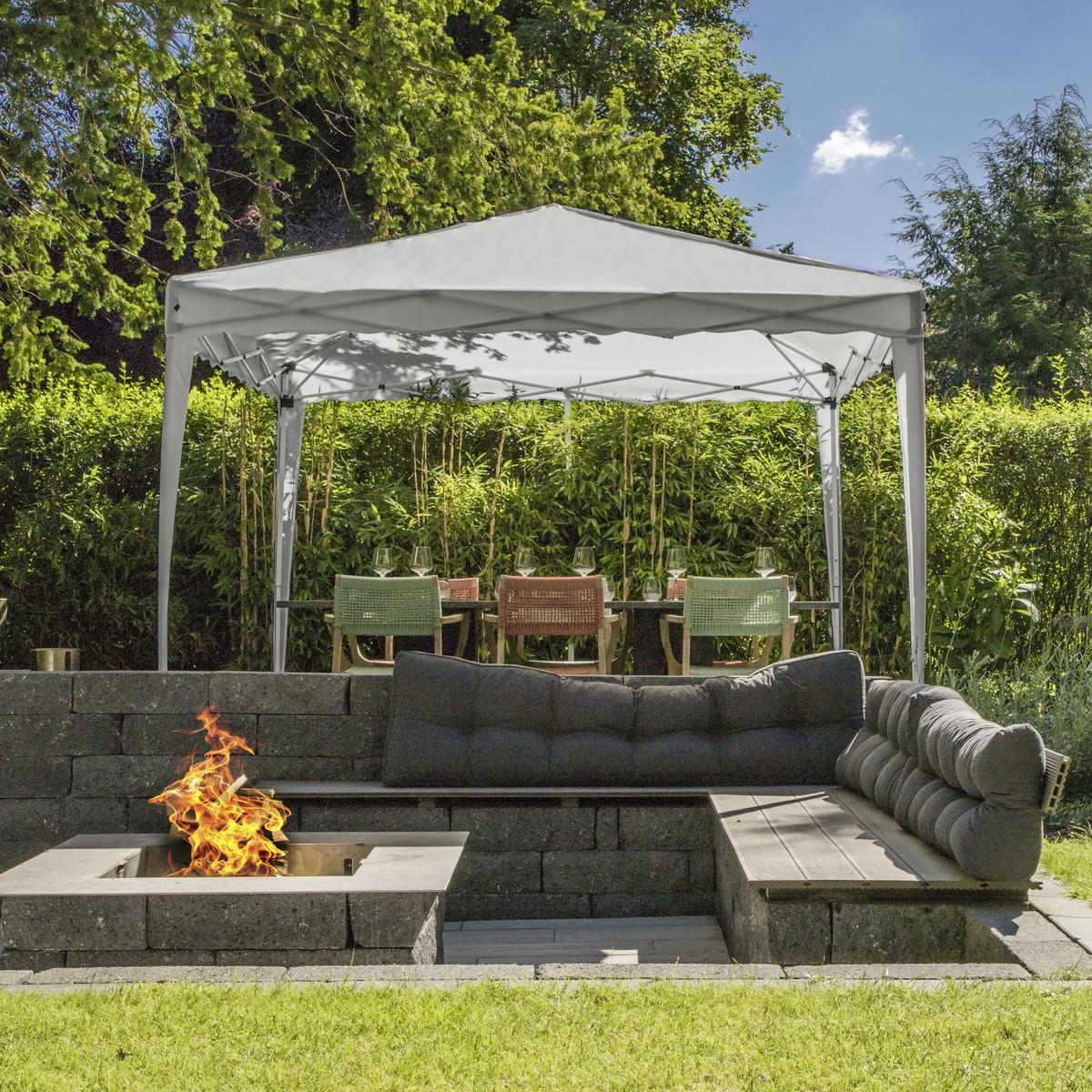 Pavillon Grau BxHxT 3x2,6x3 M mit Tragetasche - Weiß/Grau, Basics, Textil/Metall (300/263/300cm)