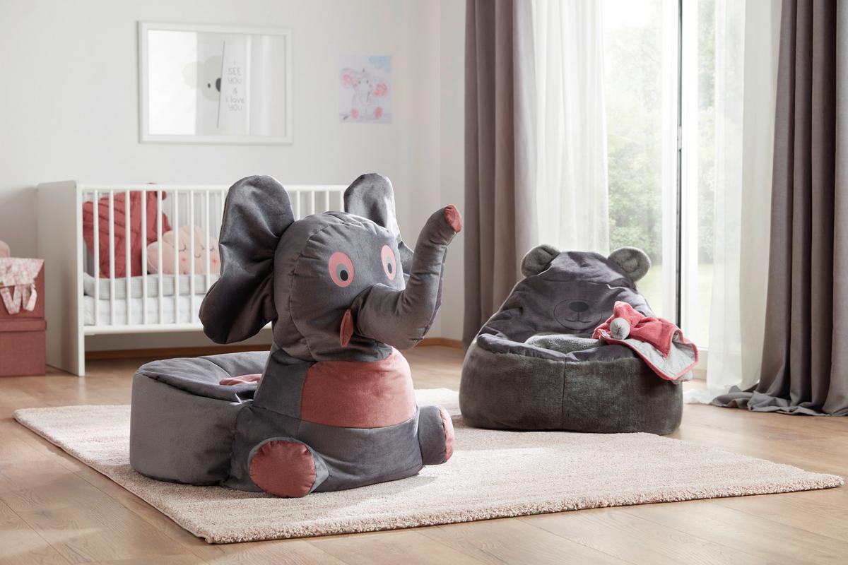 Detský sedací vak BEAR - antracitová, textil (65/80/65cm) - Modern Living