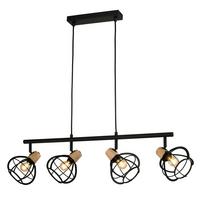 Hängeleuchte Schwarz Akaziefarben L: 92 cm - Schwarz/Akaziefarben, Design, Metall (92/15/150cm)