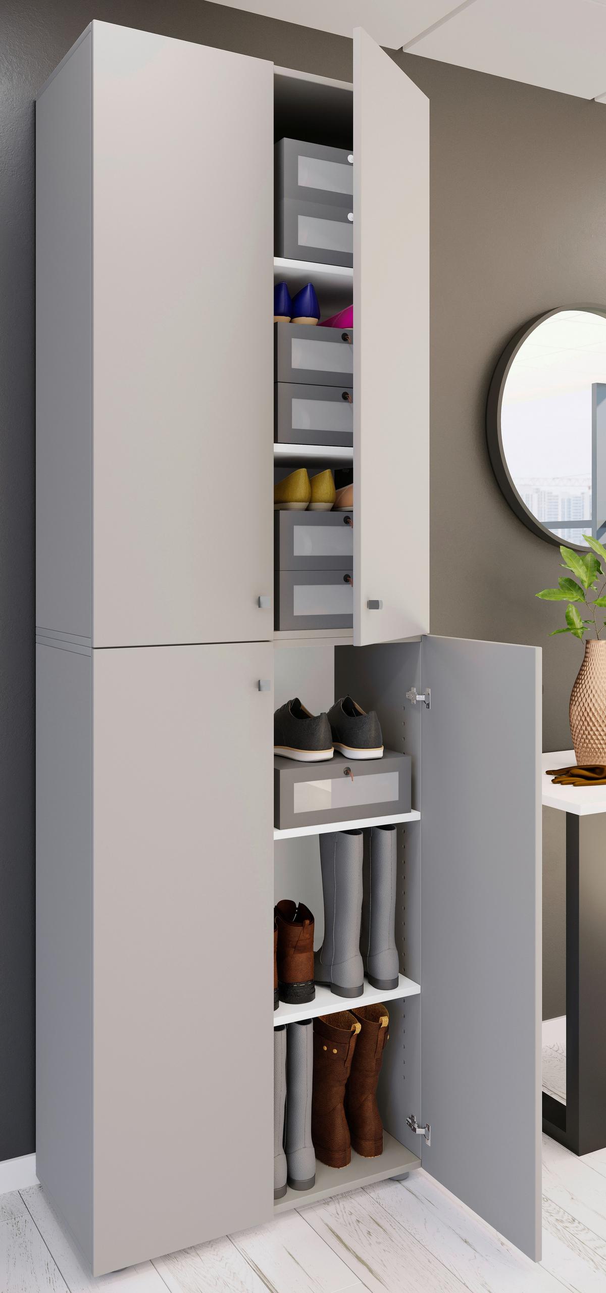 Schuhschrank Lona Grau B: 70 cm - Schwarz/Grau, Design, Holzwerkstoff (70/220/40cm) - MID.YOU