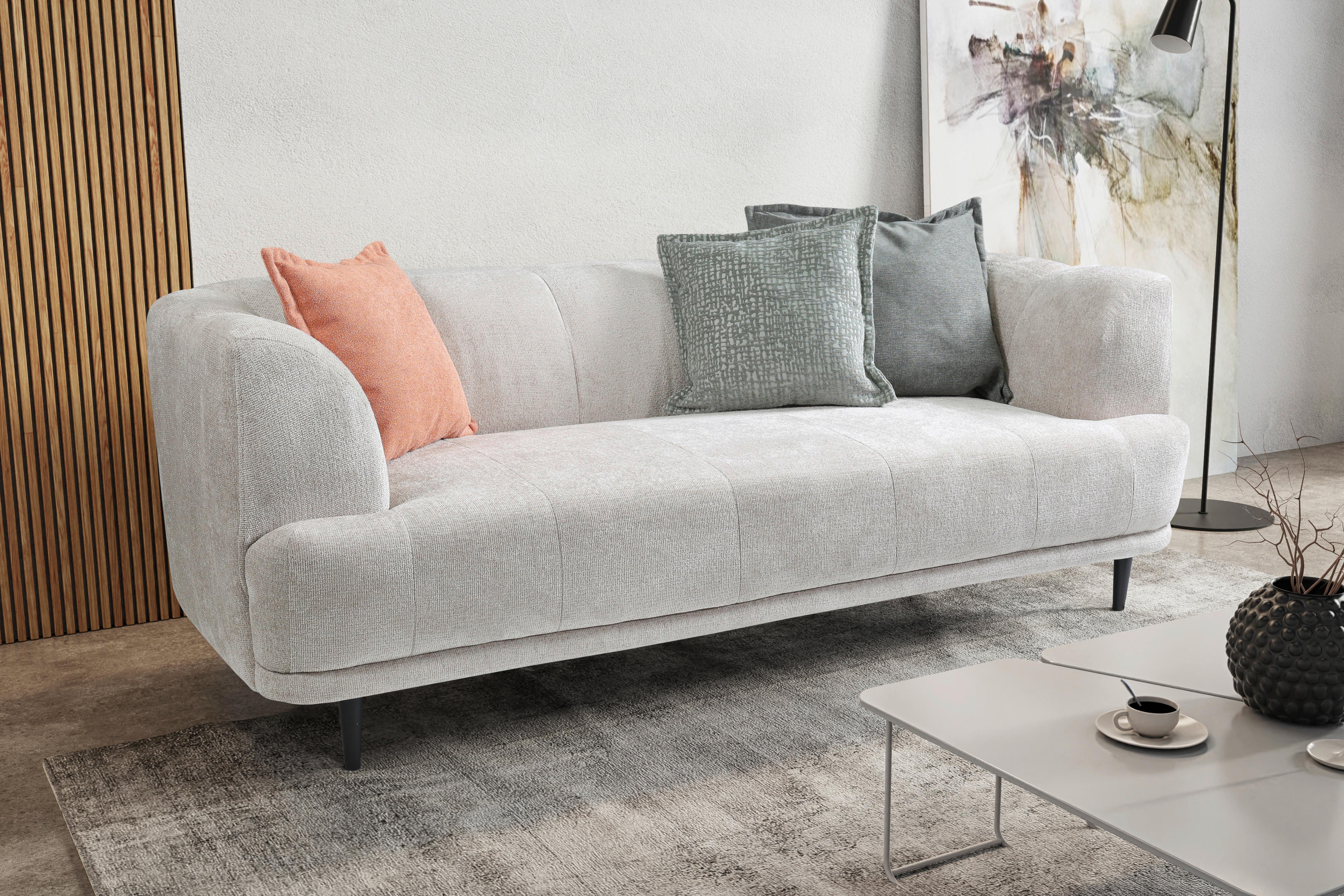 3-Sitzer-Sofa Lou Creme/Schwarz, 226 cm - Creme/Schwarz, Design, Textil (226/77/106cm) - MID.YOU