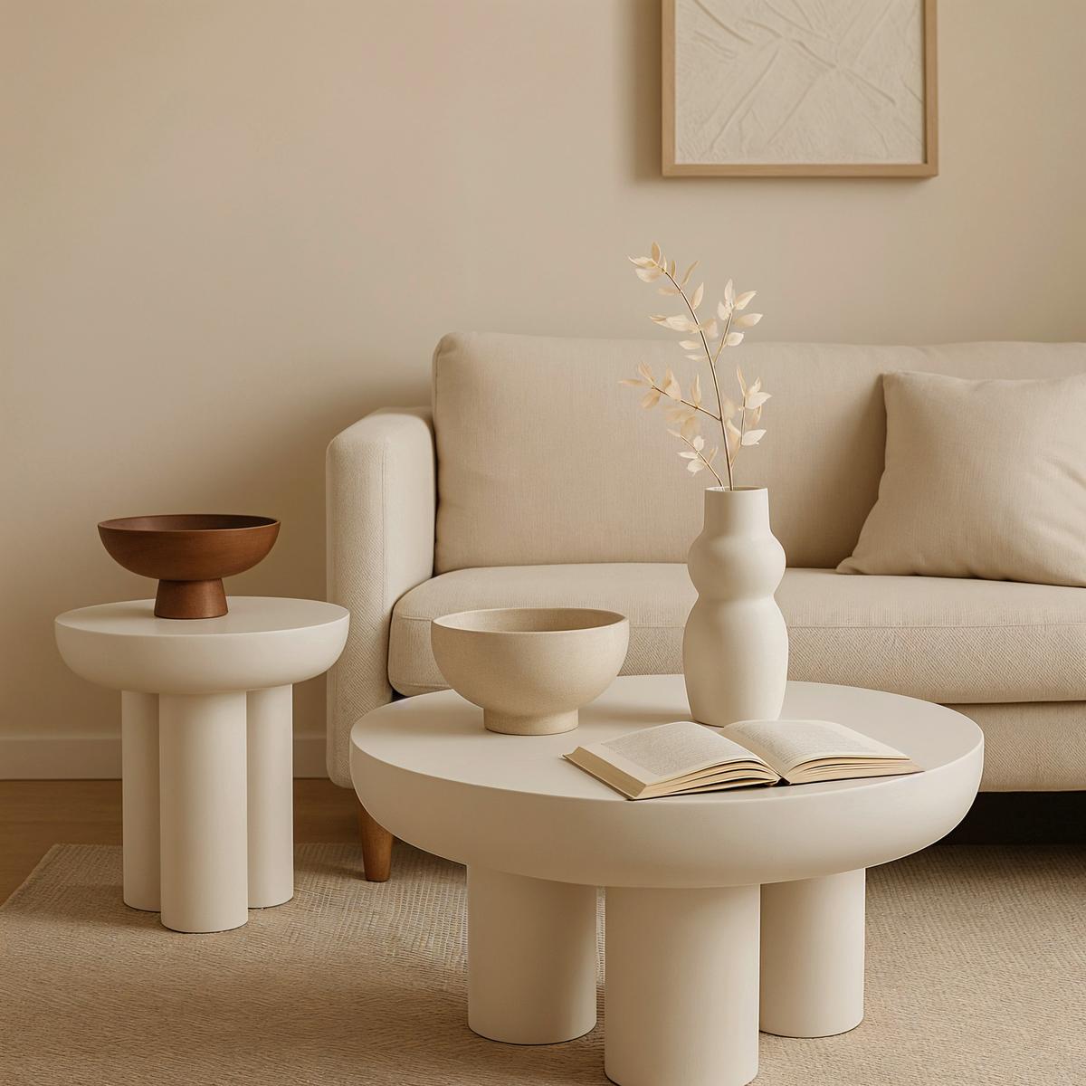 Beistelltisch Weiß B: 50 cm - Weiß, Design, Holzwerkstoff/Stein (50/50/47cm) - MID.YOU