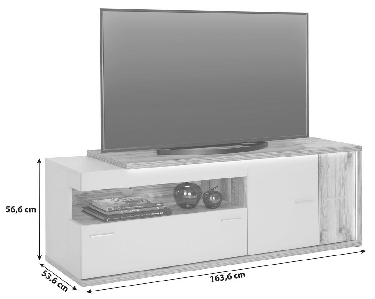 Tv-lowboard Ambiente B:163,6cm Alpine Lodge Dekor/kieselgrau - MODERN, Holzwerkstoff (163,6/56,6/53,6cm)