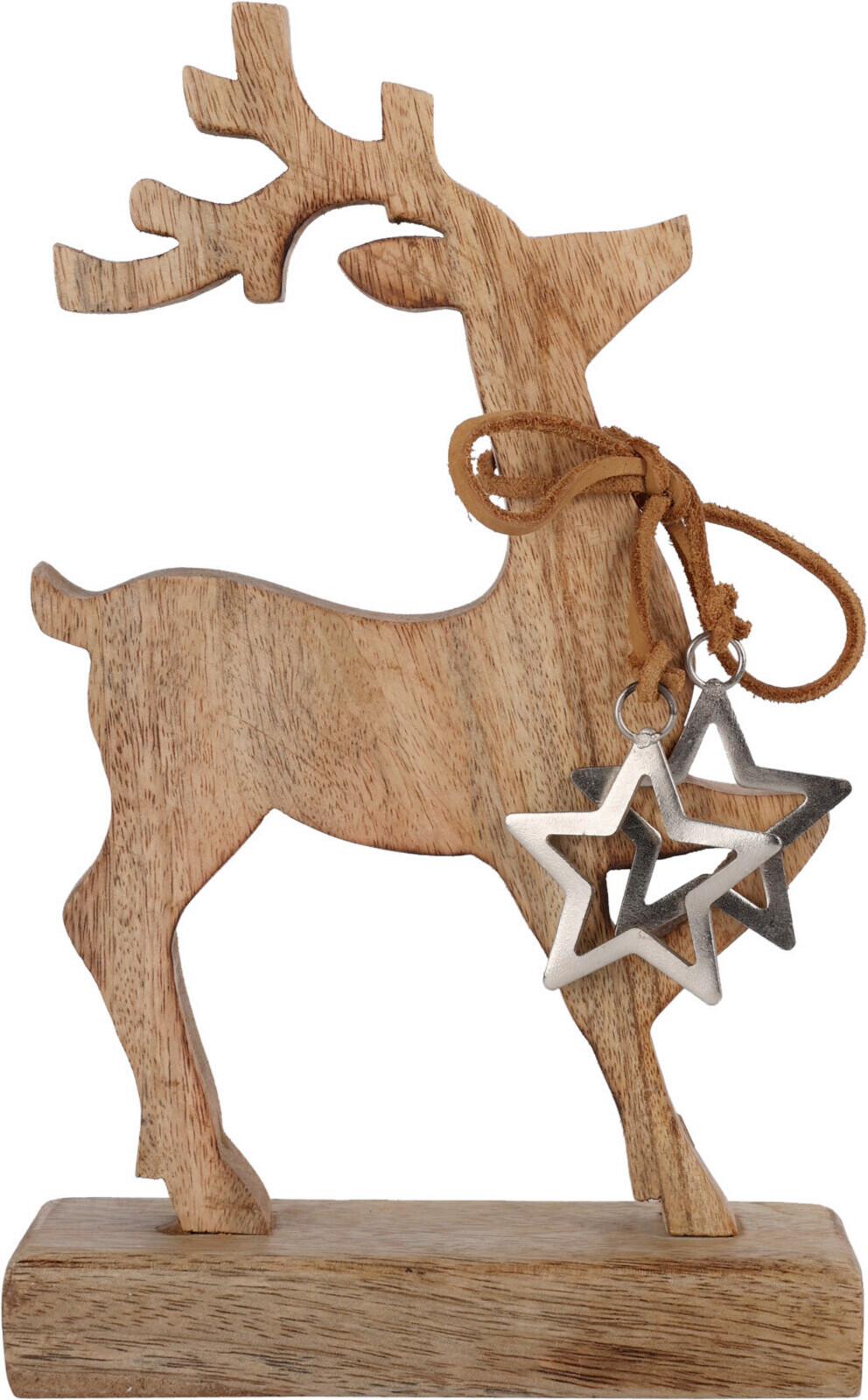 Dekoračný jeleň REINDEER ON BASE - hnedá, Basics, drevo