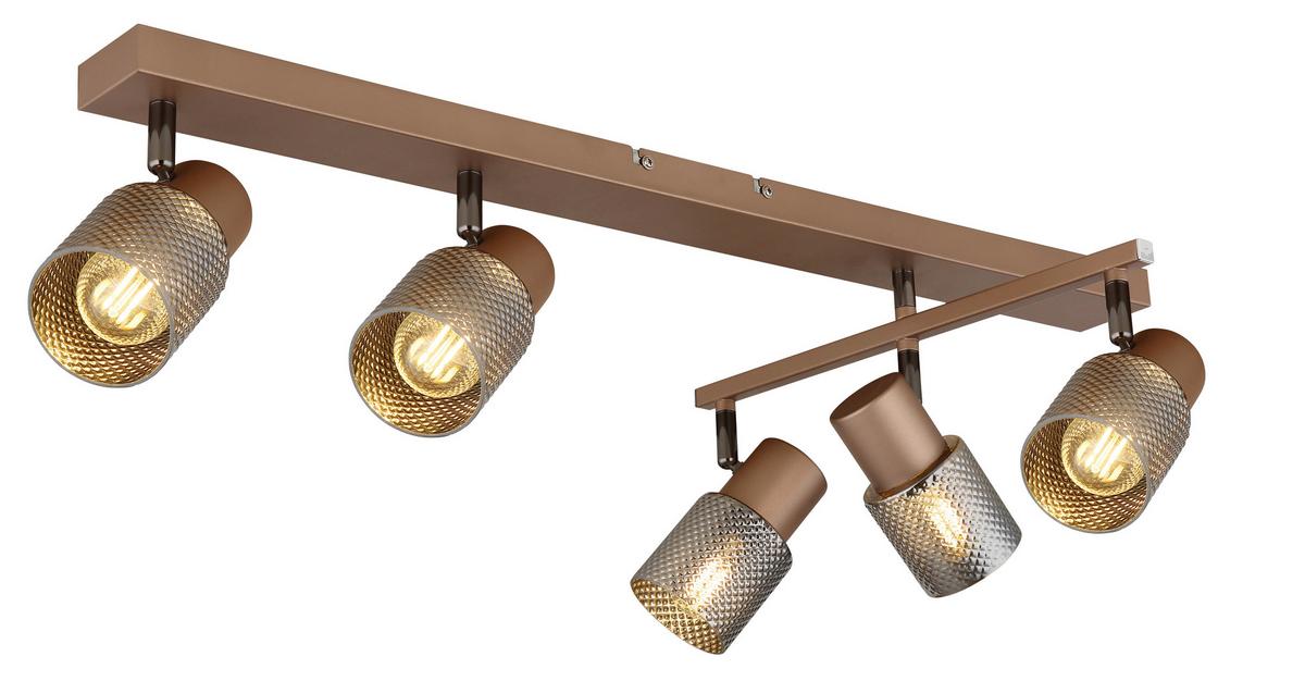 Strahler Exkl. 5xe14, 40w - Schwarzchrom/Braun, LIFESTYLE, Glas/Metall (85/49,5/12cm) - Globo