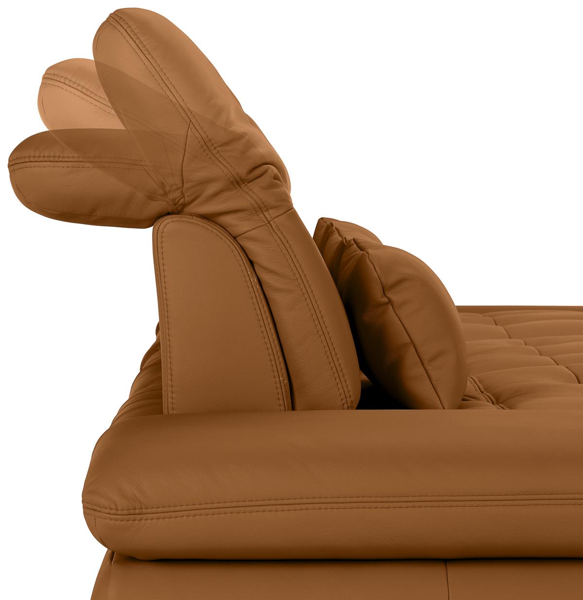 Rohová sedačka SANFINO, pravá, tmavooranžová pravá koža - tmavooranžová/chrómová, Konventionell, kov/koža (305/79-96/199cm) - Premium Living