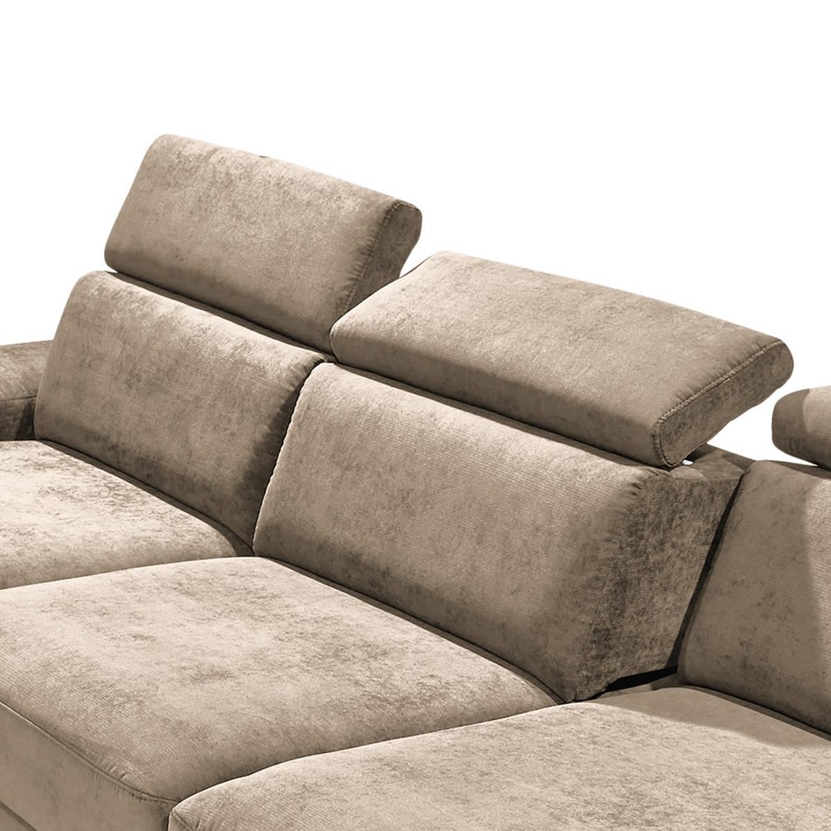 Ecksofa Elvis Schlammfarben S: 182x259 Cm - Schlammfarben/Silberfarben, KONVENTIONELL, Textil (182/259cm) - Trendmanufaktur