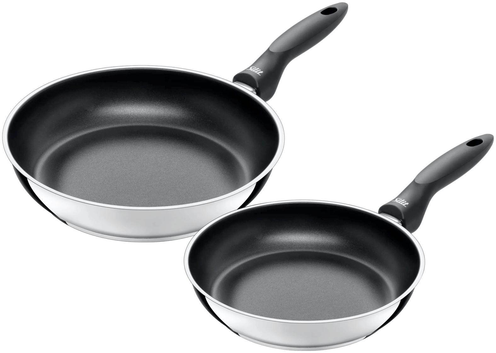 Pfannenset 2--teilig. Set Metall, Edelstahlfarben - Edelstahlfarben/Schwarz, Basics, Metall