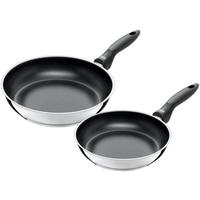 Pfannenset 2--teilig. Set Metall, Edelstahlfarben - Edelstahlfarben/Schwarz, Basics, Metall