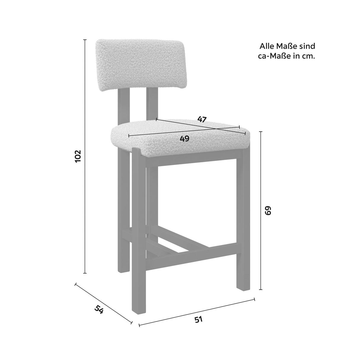 BAROVÁ STOLIČKA JONNA - čierna/svetlosivá, Modern, drevo/textil (51/102/54cm) - Bessagi Home