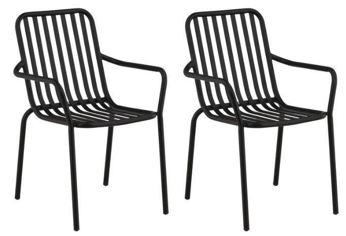 Gartenstuhl-Set Peking Aluminium - Schwarz, Basics, Metall (57/85/64cm) - Gardenson