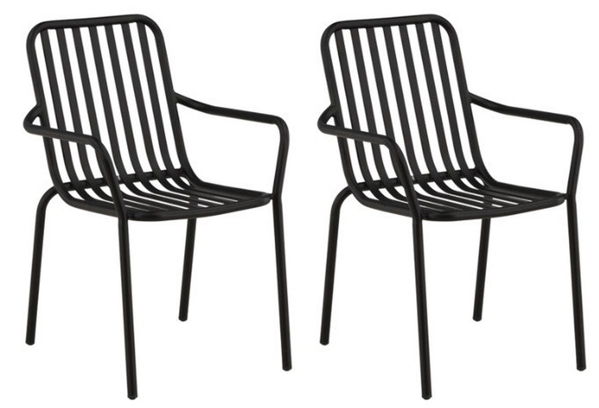 Gartenstuhl-Set Peking Aluminium - Schwarz, Basics, Metall (57/85/64cm) - Gardenson