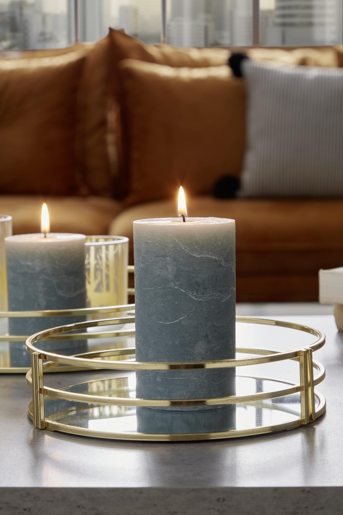 Stumpenkerze Saphira Salbeifarben Ø/H: 6,8/12 cm - Grün, Basics (6,8/12cm) - Ondega