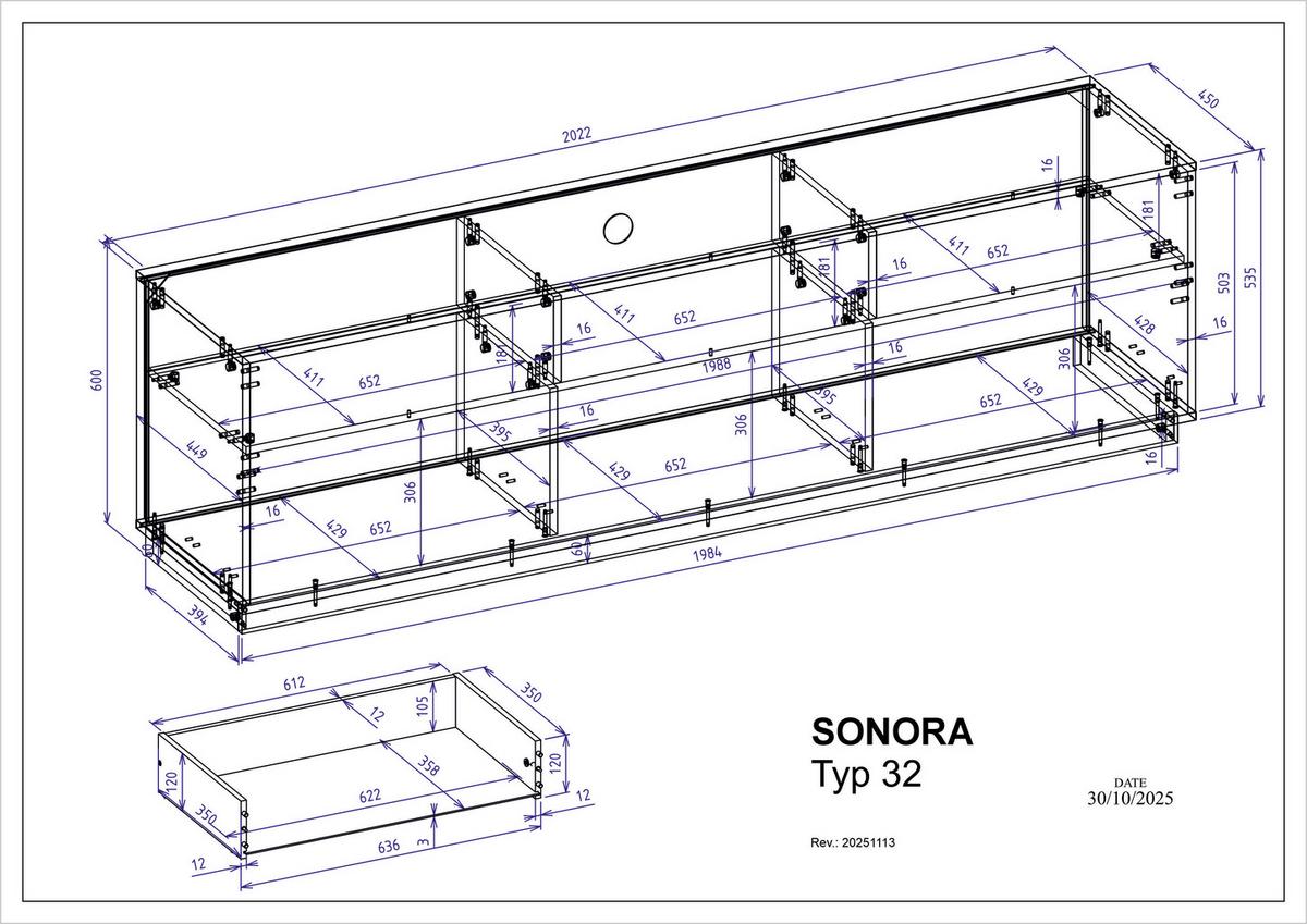 Lowboard Sonora Eiche Artisan B: 202cm - Kaschmir/Eiche Artisan, Design, Holzwerkstoff (202/60/45cm) - MID.YOU