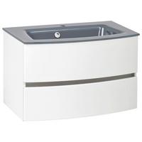 Waschbecken mit Unterschrank Kopenhagen B. 80 cm Weiß - Weiß/Grau, KONVENTIONELL, Glas/Holzwerkstoff (80cm) - Held