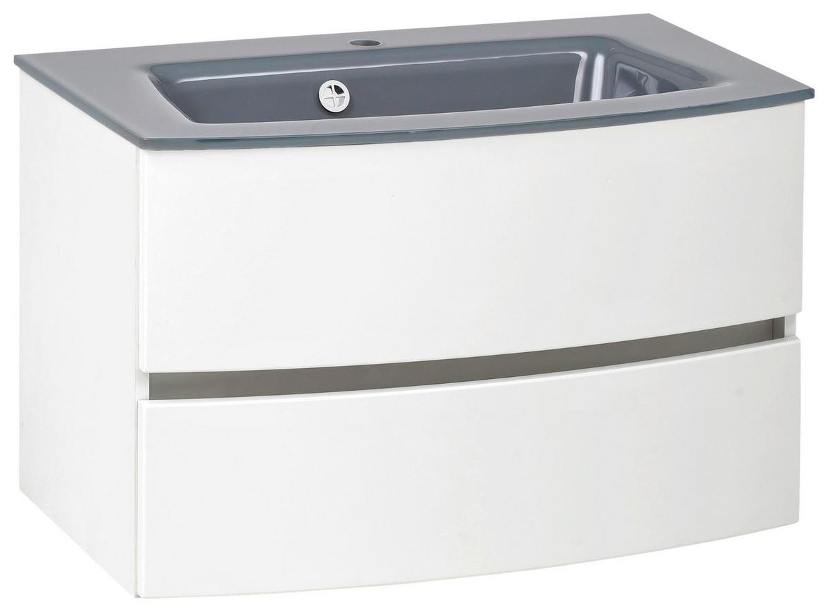 Waschbecken mit Unterschrank Kopenhagen B. 80 cm Weiß - Weiß/Grau, KONVENTIONELL, Glas/Holzwerkstoff (80cm) - Held