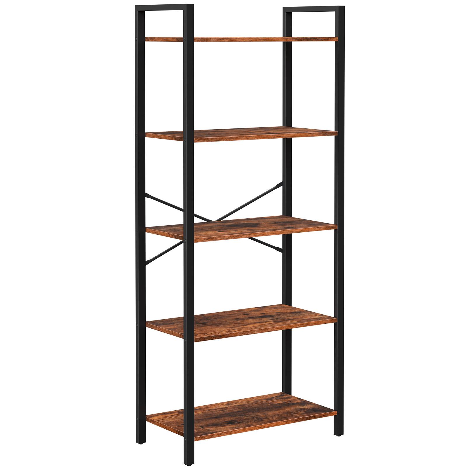 Nástenná knižnica IRON - hnedá/čierna, Basics, kov/kompozitné drevo (66/153/30cm) - Boxxx