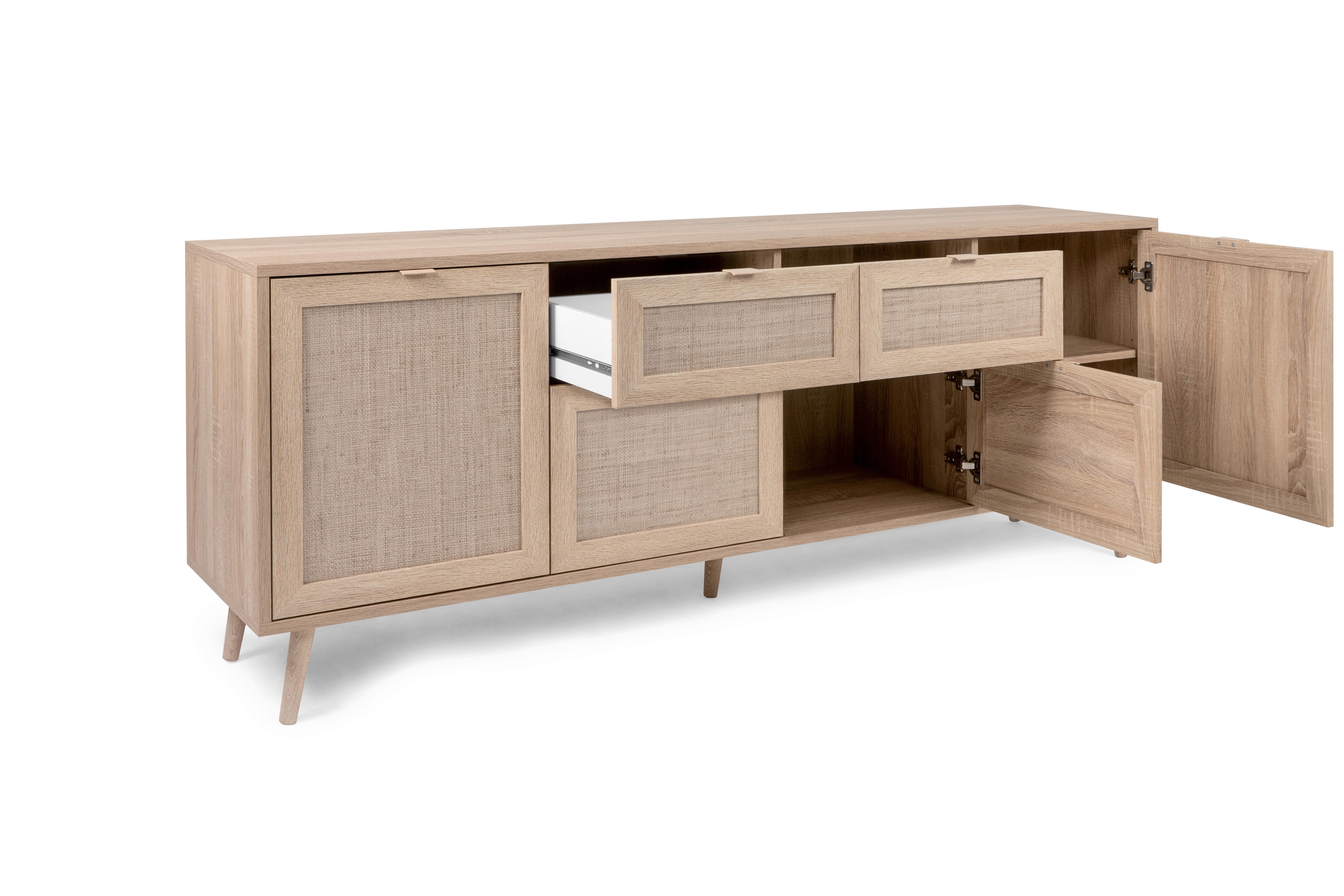 Forte BALTIMORE Sideboard – 3 Türen & 3 Schubladen, Sonoma Eiche, 136 X 83 X 41,3 Cm