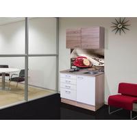 Minikuchyně SAMOA,šířka 100 cm včetně dřezu a varné desky - bílá/Sonoma dub, Moderní, kompozitní dřevo/plast (100cm) - FlexWell