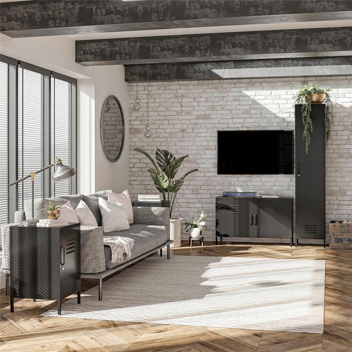 Highboard Mission District Schwarz B: 100cm - Schwarz, Design, Metall (100/64/46cm) - MID.YOU