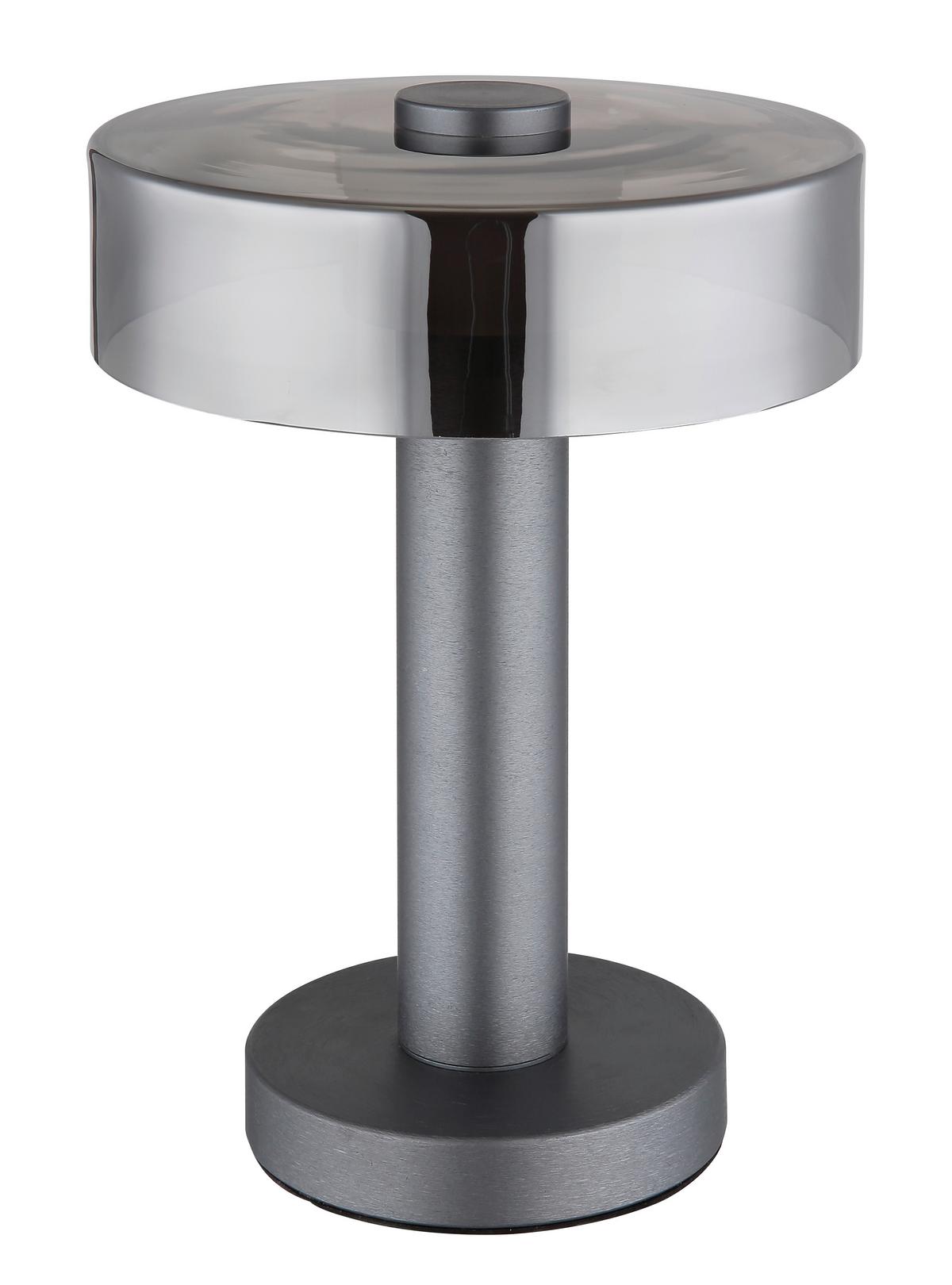 LED-Tischleuchte Grant Grau Schwarz D: 22 cm - Schwarz/Grau, Design, Glas/Kunststoff (22/31cm) - Globo