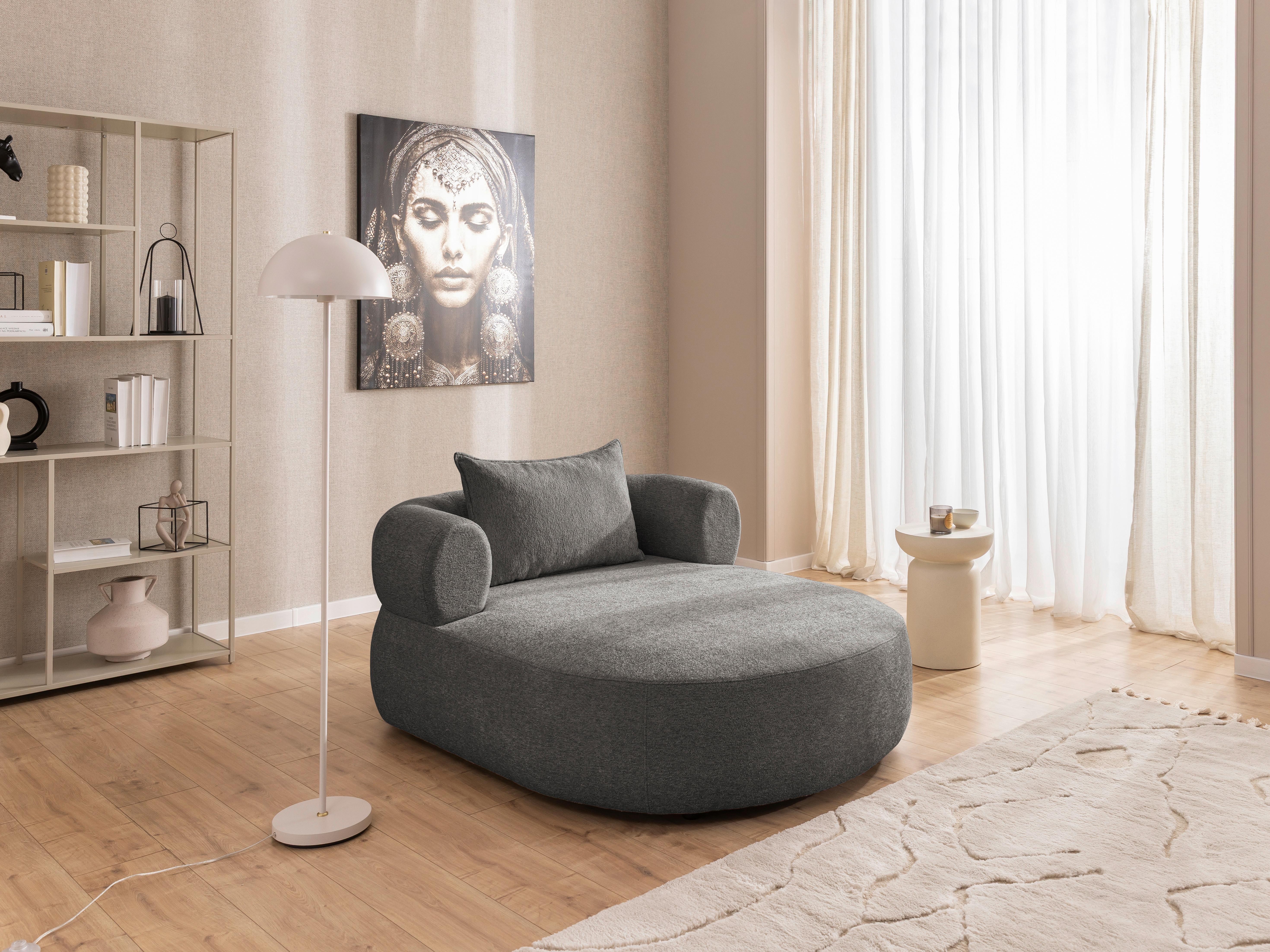 XXL-Sessel Ferro Anthrazit B: 122 cm - Anthrazit/Schwarz, Design, Textil (122/76/156cm) - Livetastic