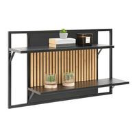 Nástenný regál MADRID - čierna/farba duba, Modern, kov/drevo (100/60/25cm) - Mömax