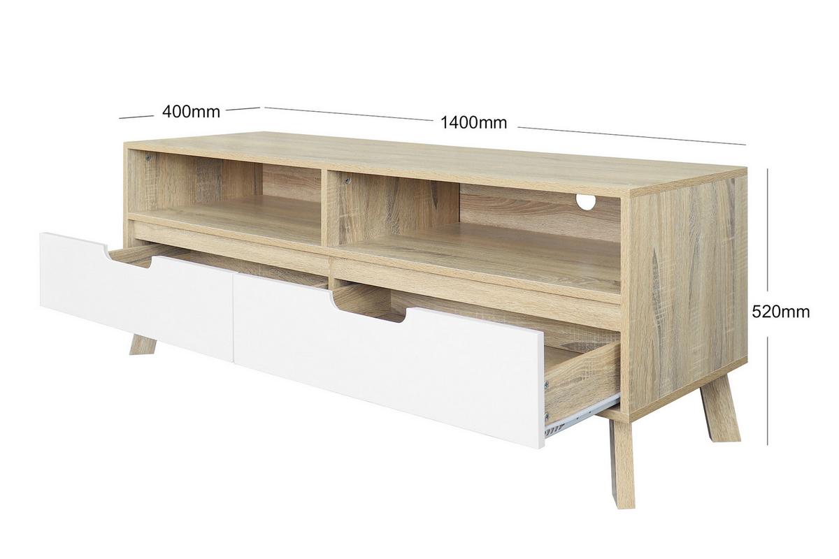 Lowboard Weiß, Naturfarben B: 140cm - Naturfarben/Weiß, Design, Holzwerkstoff (140/52/40cm) - Livetastic
