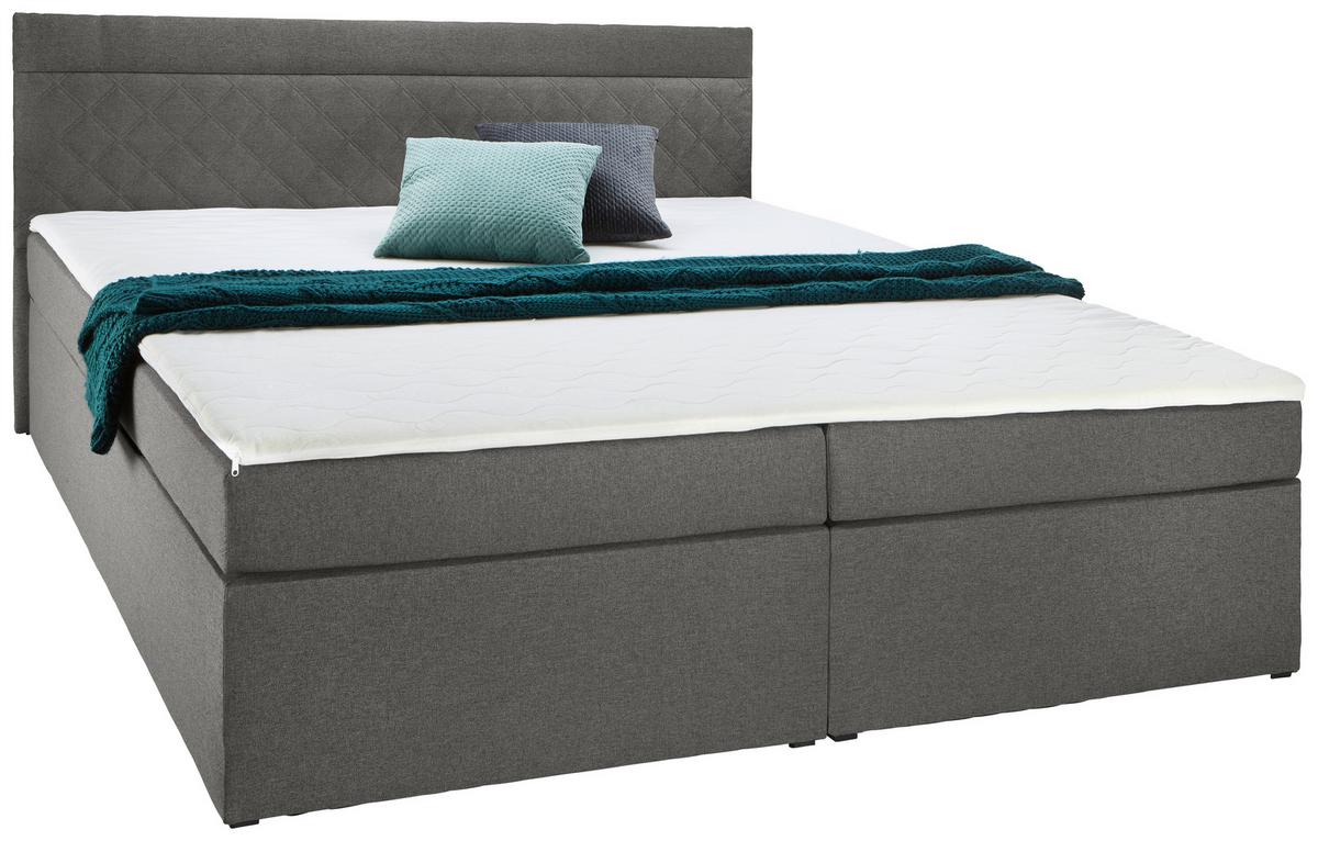 Boxspring posteľ s topperom Rosa, 180x200 cm, tmavosivá - čierna/sivá, Modern, drevo/kompozitné drevo (180/200cm) - Bessagi Home