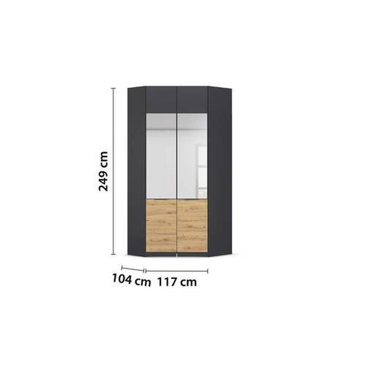 Rohový nadstavec na skriňu MAX-EXTRA,2-dverový - sivá, Konventionell, kompozitné drevo (117/39/104cm) - James Wood