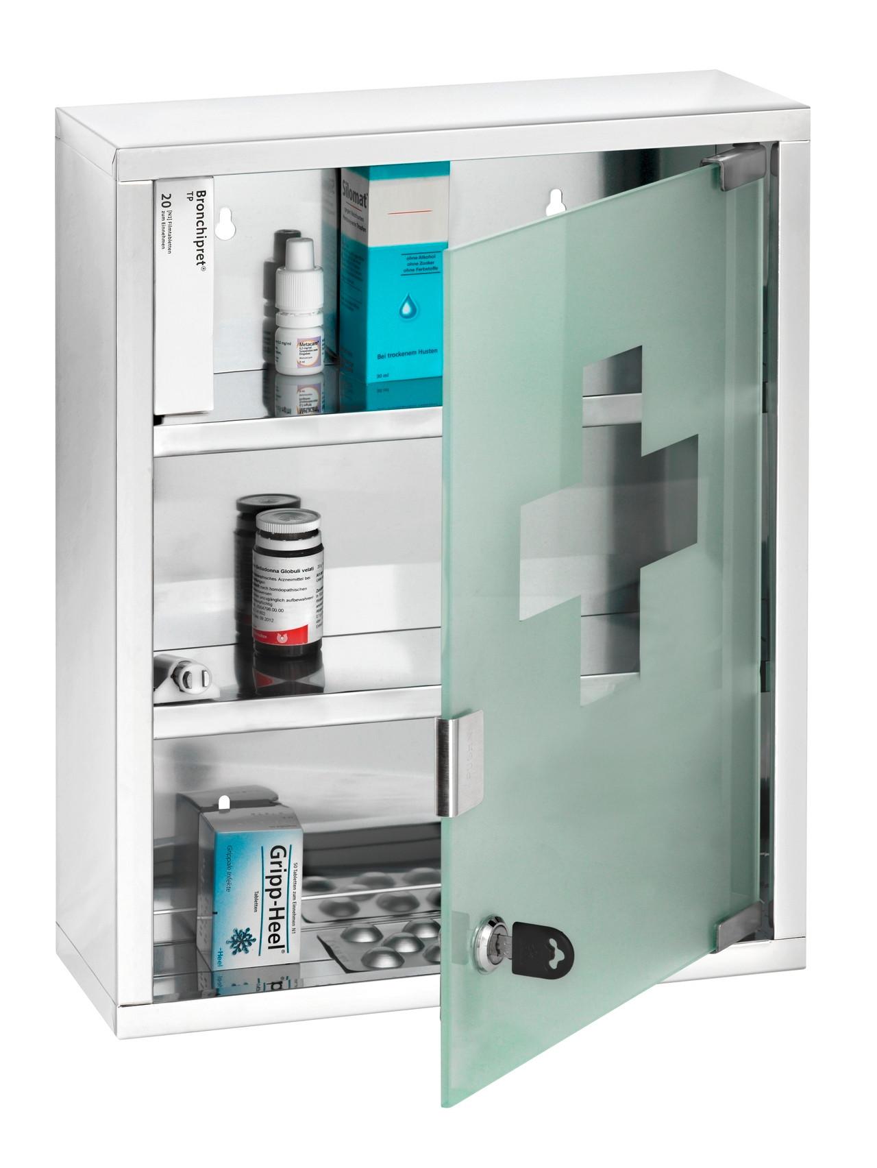Medizinschrank Edelstahl Glänzend 22924100 - MODERN, Glas/Metall (30/40/12cm) - Wenko